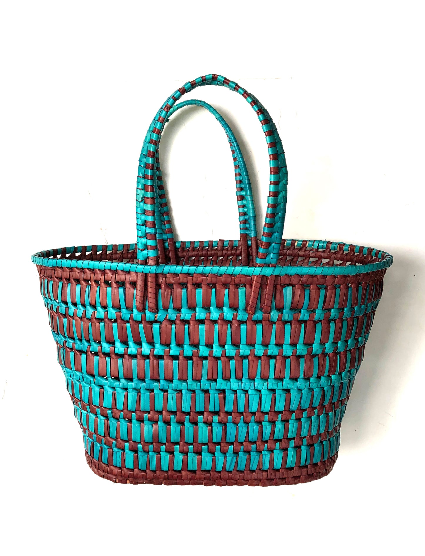 Crumbled Palmyra Bag Turquoise + Maroon