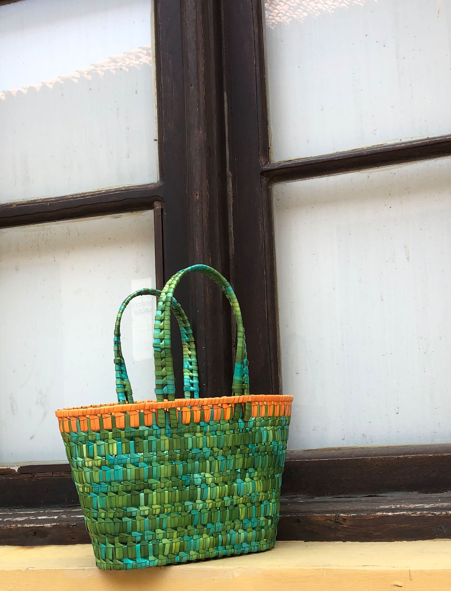 Orange + Green Palmyra Bag