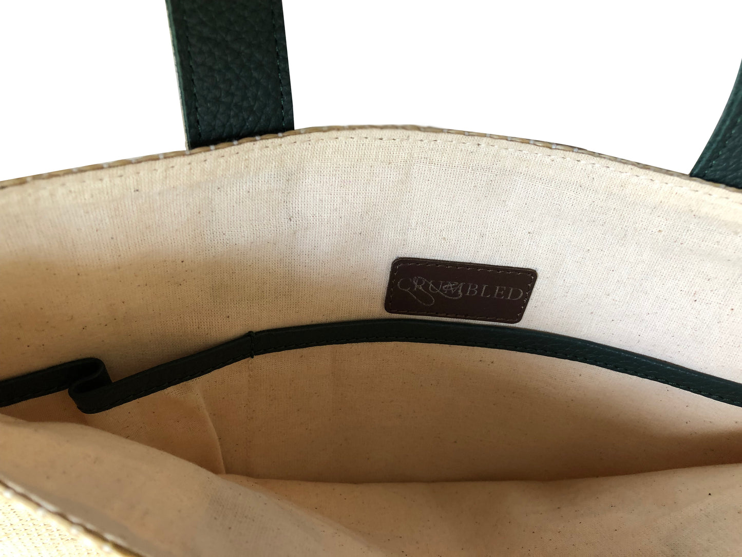 Artisan Hana Tote  With  Green Leather Straps